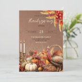 感謝祭の食事 七面鳥 かぼちゃ ろうそく 招待状 (スタンド正面)