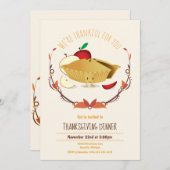 感謝祭の食事 休日のアップルパイ タン ブラウン 招待状 (正面/裏面)