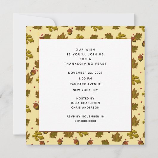 感謝祭の食事 招待状 (裏面)