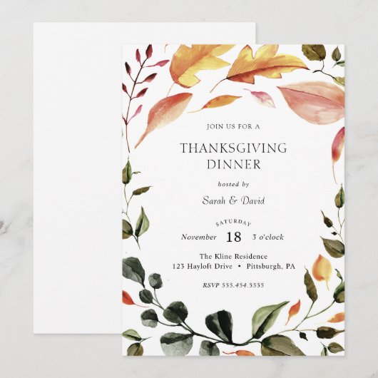 感謝祭の食事 招待状 (正面/裏面)