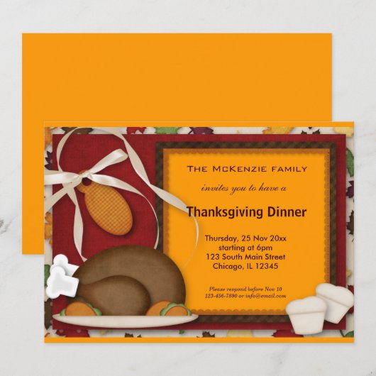 感謝祭の食事 招待状 (正面/裏面)