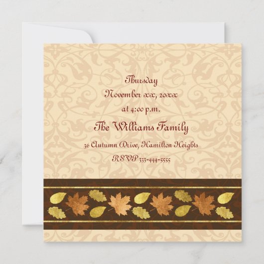 感謝祭の食事 招待状 (裏面)