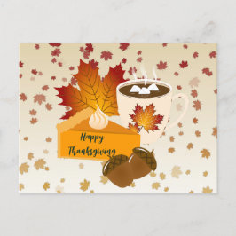 感謝祭の食事 料理 かぼちゃのパイ ホットココア ポストカード