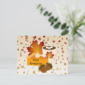 感謝祭の食事 料理 かぼちゃのパイ ホットココア ポストカード (スタンド正面)