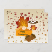 感謝祭の食事 料理 かぼちゃのパイ ホットココア ポストカード (正面/裏面)