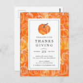 感謝祭の食事 | 水彩画のカボチャ ポストカード (正面/裏面)