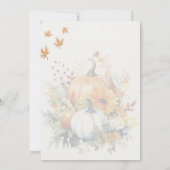 感謝祭の食事 水彩 花 ピンクのカボチャ 招待状 (裏面)