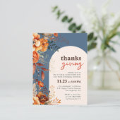 感謝祭の食事 白いアーチの花の招待状 ポストカード (スタンド正面)