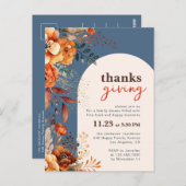 感謝祭の食事 白いアーチの花の招待状 ポストカード (正面/裏面)