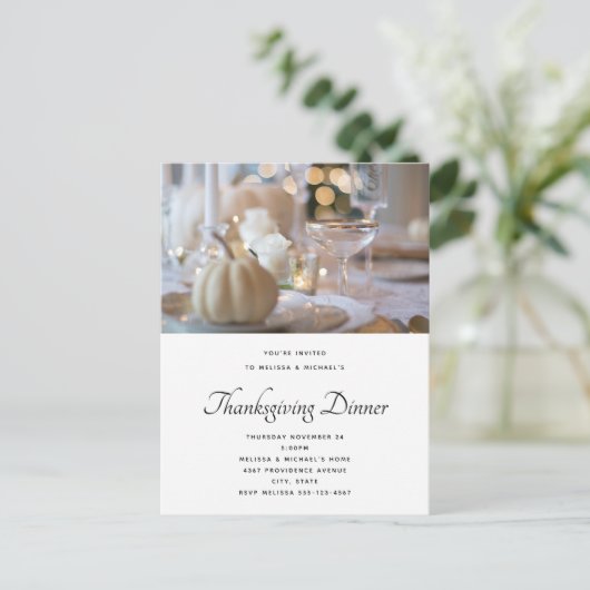 感謝祭の食卓のエレガントなプレースティングの写真 ポストカード (スタンド正面)