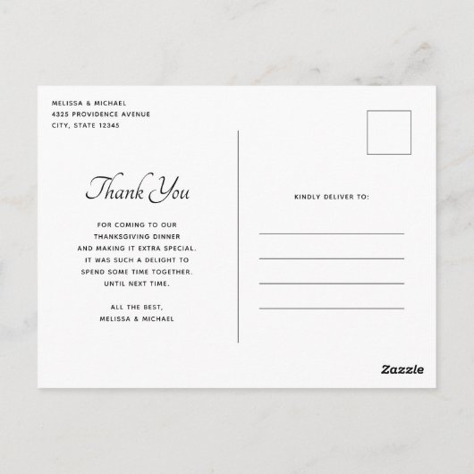 感謝祭の食卓 エレガントなプレースセッティング ありがとうございます ポストカード (裏面)