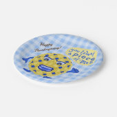 感謝祭の饗宴おもしろいなパイしゃれの秋のディナー・パーティ ペーパープレート (アングル)