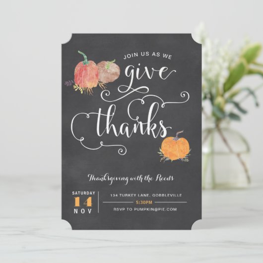 感謝祭の黒板の招待状 招待状 (スタンド正面)