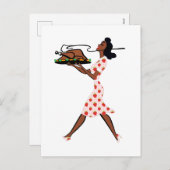 感謝祭の50年代の黒い主婦 シーズンポストカード (正面/裏面)