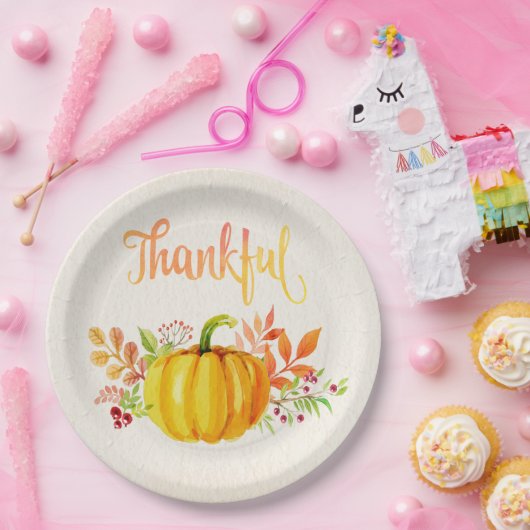 感謝祭の"感謝している"水彩画両方のサイズ ペーパープレート (パーティー)
