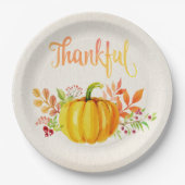感謝祭の"感謝している"水彩画両方のサイズ ペーパープレート (正面)