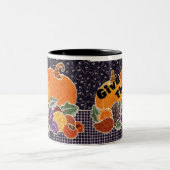 感謝祭の"感謝"のコーヒー・マグ与えて下さい ツートーンマグカップ (中央)