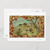 感謝祭のDayFallenの葉および七面鳥 シーズンポストカード (正面/裏面)