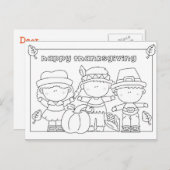 感謝祭はがきの色を付ける シーズンポストカード (正面/裏面)