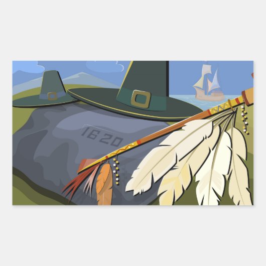 感謝祭はがき 長方形シール (正面)