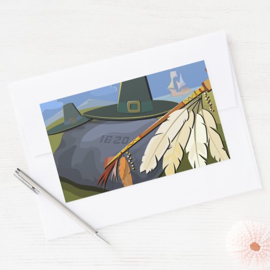 感謝祭はがき 長方形シール (封筒)