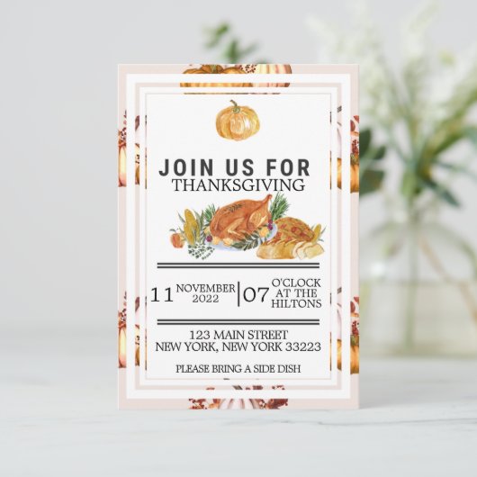 感謝祭または友人付き夕食 招待状 (スタンド正面)
