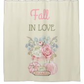 感謝祭みすぼらしいカボチャのピンクアイボリーセージ シャワーカーテン (正面)