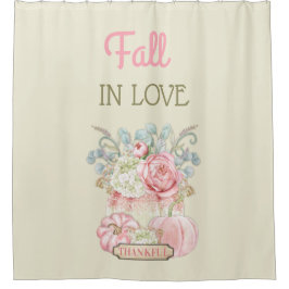 感謝祭みすぼらしいカボチャのピンクアイボリーセージ シャワーカーテン