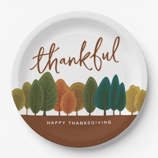 感謝祭りごちそう秋の木 ペーパープレート (正面)