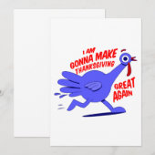 感謝祭をもう一度素晴らしいものにしよう 面白いターキー 招待状 (正面/裏面)