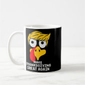 感謝祭を再素晴らしびトランプのトルコおもしろい2 コーヒーマグカップ (左)