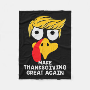 感謝祭を再素晴らしびトランプのトルコおもしろい2 フリースブランケット