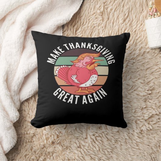 感謝祭を再素晴らしびトランプキンにする – 政治 クッション (ブランケット)