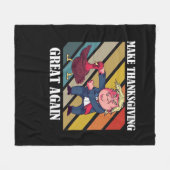 感謝祭を再素晴らしびトランプキンにする – Sloth & S フリースブランケット (正面(横))