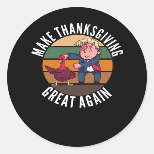 感謝祭を再素晴らしびトランプキンに作る – おもしろい Tur ラウンドシール (正面)