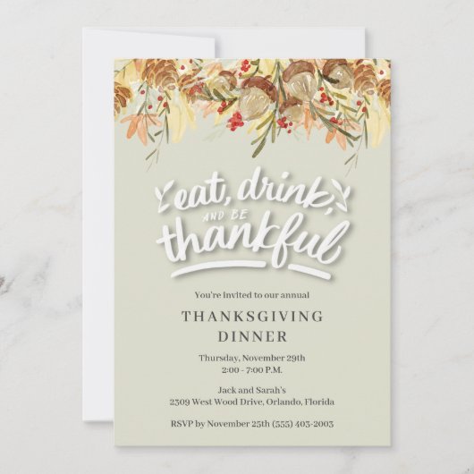 感謝祭を祝おう 招待状 (正面)