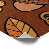 感謝祭アイテム：漫画のカラフルパターン。 ポスター (角)