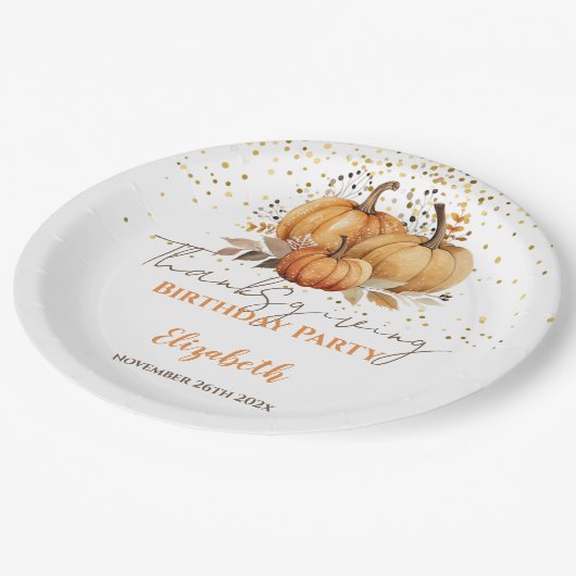 感謝祭アダルトバースデーパーティー ペーパープレート (アングル)