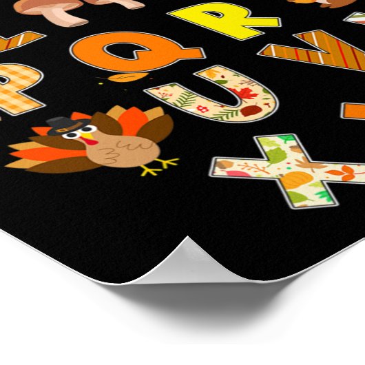 感謝祭アルファベッおもしろいトキー秋プレスクール ポスター (角)