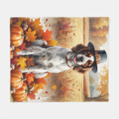 感謝祭アートの英語紅葉のセッター フリースブランケット (正面(横))