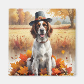 感謝祭アートの英語紅葉のセッター マグネット (正面)