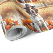 感謝祭アートの英語紅葉のセッター ラッピングペーパー (ロールコーナー)