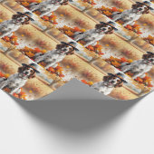 感謝祭アートの英語紅葉のセッター ラッピングペーパー (角)