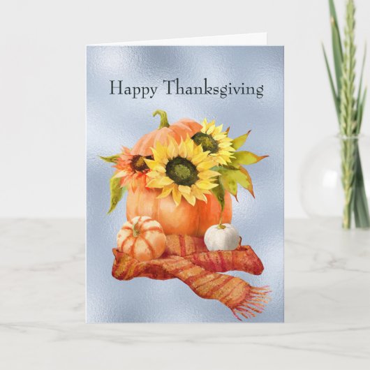 感謝祭イエローサンフラワーズパンプキンレッドスカーフ シーズンカード (正面)