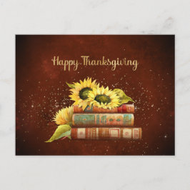 感謝祭イエローサンフラワーズブックスビジネス シーズンポストカード