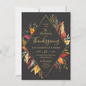 感謝祭イブカクテルパーティー水彩葉 招待状 (正面)