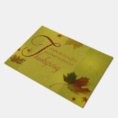 感謝祭ウィッシュタイポグラフィ葉 ドアマット (アングル)