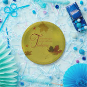 感謝祭ウィッシュタイポグラフィ葉 ペーパープレート (パーティー)