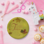 感謝祭ウィッシュタイポグラフィ葉 ペーパープレート (パーティー)