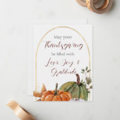 感謝祭ウィッシュホリデーパンプキンウォーターカラー ノートカード (正面/裏面インサイチュ)